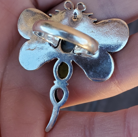 New Dragonfly Multi Gemstone 925 Silver Ring. - Picture 14 of 16